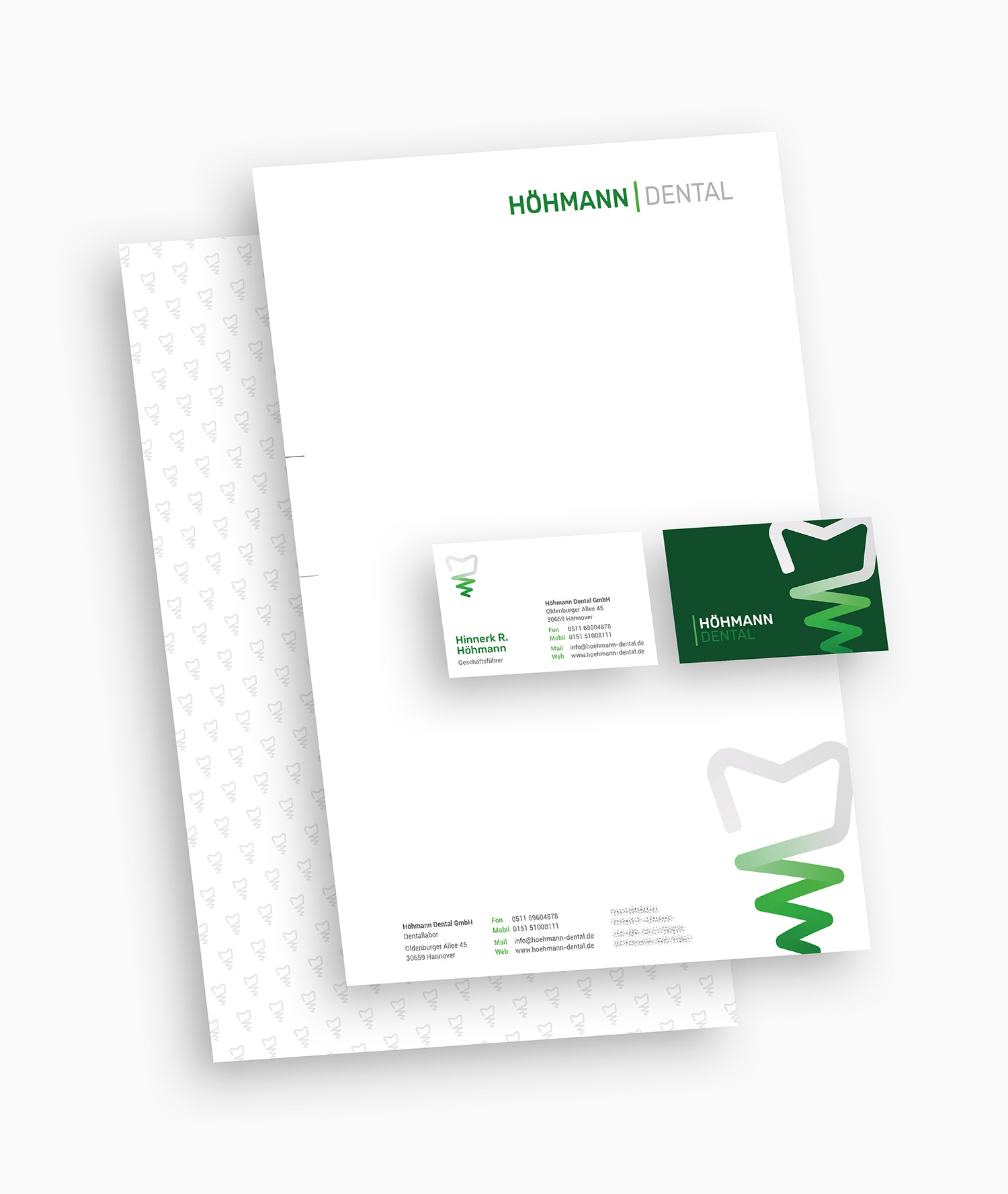 Briefpapier und Visitenkarten für Höhmann Dental