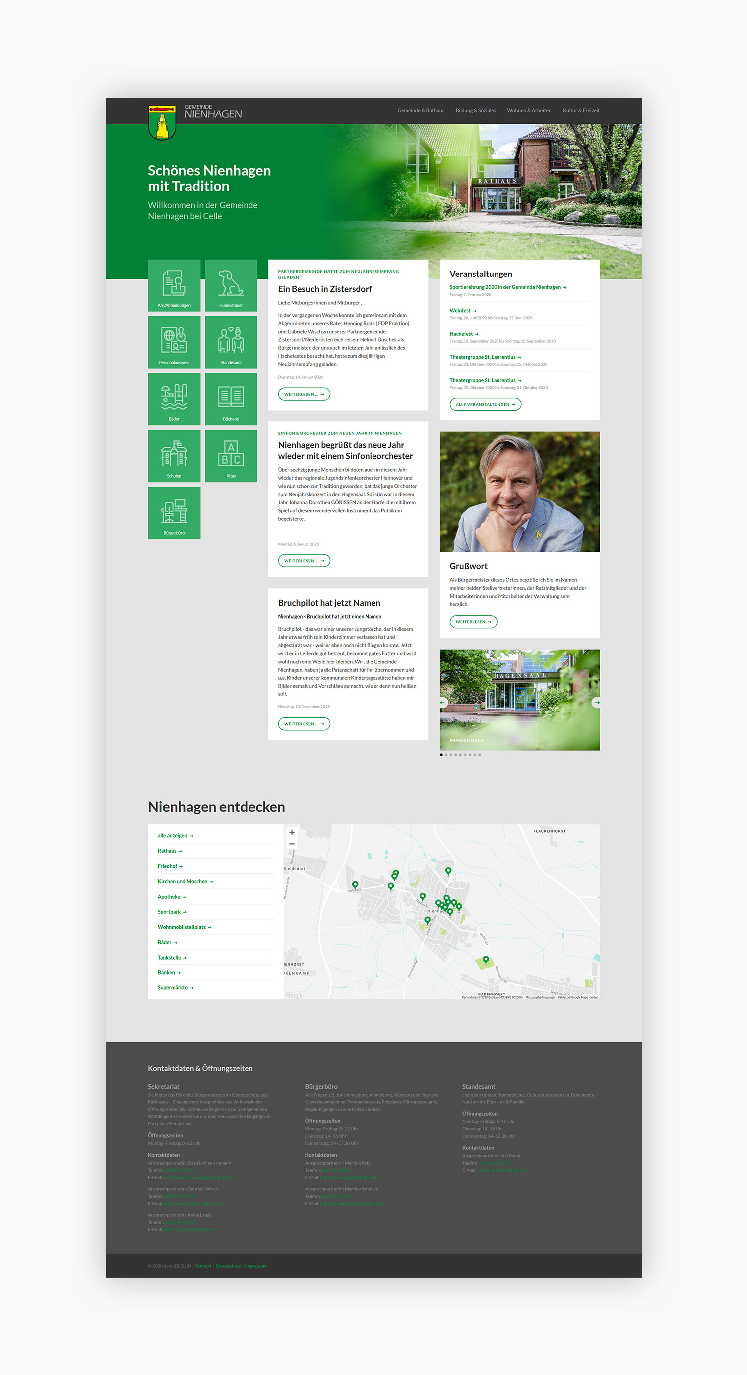 Startseite der Gemeinde Nienhagen Website