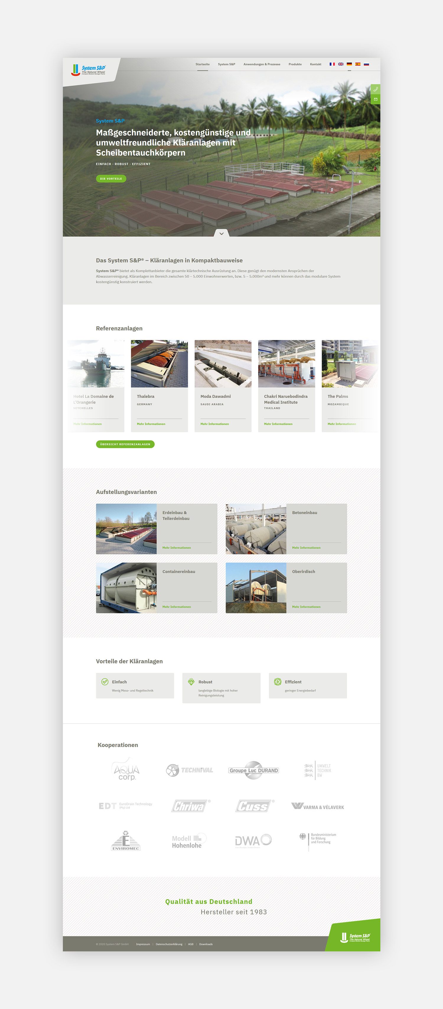 Webdesign Startseite für System S&P